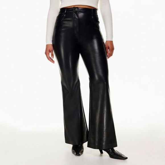 NWT Aritzia The Melina™ Flare High-waisted Vegan Leather Flare Pants Black Sz 0 - Picture 1 of 11